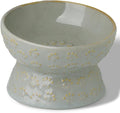 Ceramic Tilted Elevated Small Cat Bowl, for Fat Faced Cat, Kitten, Grey | 15° Tilted Elevated Design,5oz Small Meal Capacity,Chin-Friendly Ceramic,Paw Print by GDCZ