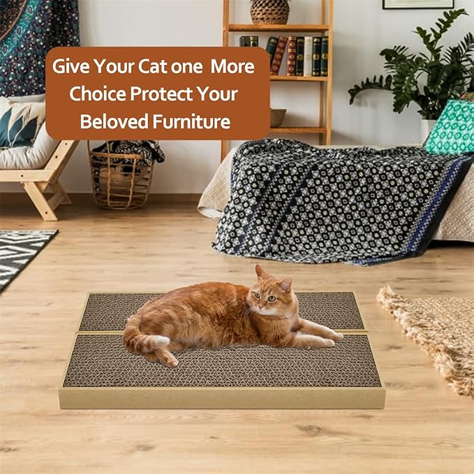 HappyFreeSX Splicing Cat Scratch Pad: Cat Scratchers for Indoor Cats and Kitten, 2 Pack Cat Scratching Pad, Cat Scratcher Cardboard, Scratching Pad, Premium Scratch from Cats, Double-Sided Design - Image 7