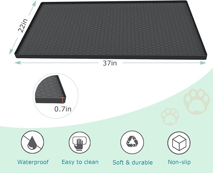 Cat Litter Mat for Litter Box, Silicone Large Cat Litter Trapping Mat - 37x22 in, Waterproof & Non-Slip, Durable & Easy Clean, Black - Image 4