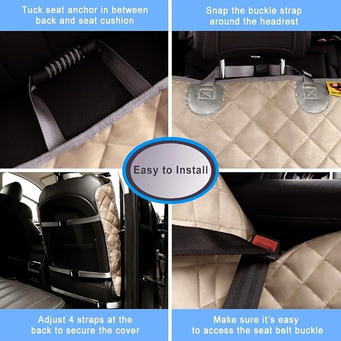 Bark Lover Deluxe Dog Seat Cover for Front Seat-More Durable Spill-Resistant Front Seat Protector, High Heat Resistant and Nonslip Front Seat Cover for Dogs Kids, Universal Size(Warm Beige,2 Pack) - Image 8