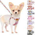 SlowTon No Pull Dog Harness with Leash for Small Medium Dogs, Flower XS | Floral Pattern, Step-in, Lightweight, Easy Put On and Off, No Choke, Soft Cotton and Suede for Daily Walking by SlowTon