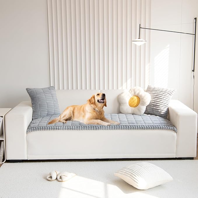 Pet Couch Covers Protector for Dogs Sofa Slipcovers Washable Cushion Cover | Non slip,scratch-proof furniture protector fits I-shape armchair,loveseat,recliner,sectional sofa pads(grey,27in*83in) - Image 2
