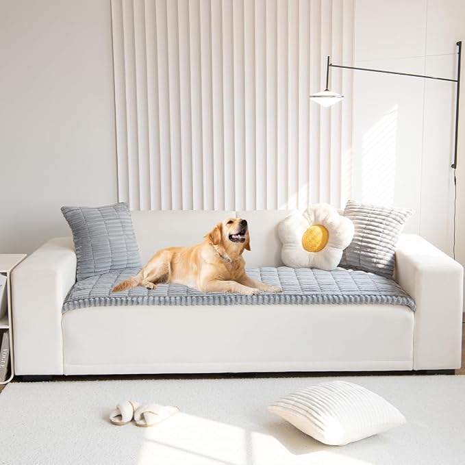 Pet Couch Covers Protector for Dogs Sofa Slipcovers Washable Cushion Cover | Non slip,scratch-proof furniture protector fits I-shape armchair,loveseat,recliner,sectional sofa pads(grey,27in*71in) - Image 2