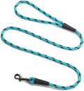 Mendota Pet Snap Leash - British-Style Braided Dog Lead, Made in The USA - Black Ice Turquoise, 3/8 in x 4 ft - for Small/Medium Breeds by MendotaPet