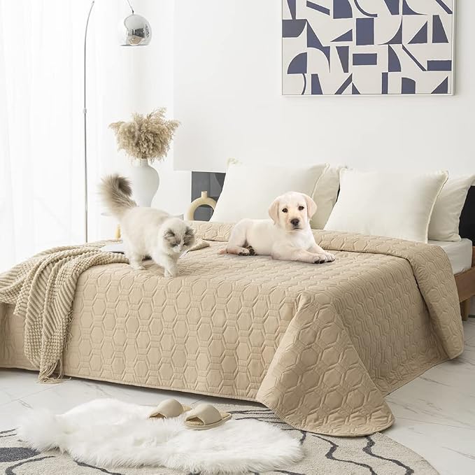 Tcksstex Waterproof and Non-Slip Dog Bed Cover and Pet Blanket Sofa Pet Bed Mat ，car Incontinence Mattress Protectors Furniture Couch Cover for Most Cats Dogs,Pets（30x70-Beige） - Image 7