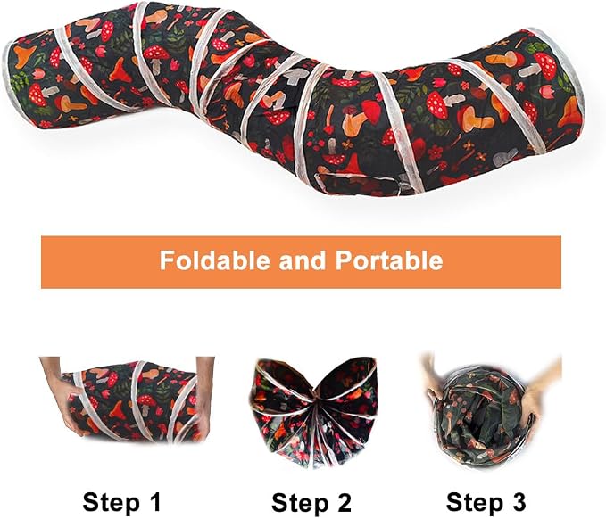 Cat Tunnel, Cat Tunnels for Indoor Cats, S-Shape Foldable Cats Cave | Interactive Toy Pet Tube with Interactive Peephole Crinkle Sounds for Rabbits, Kittens, Ferrets, Puppy Playing & Exploring - Image 2