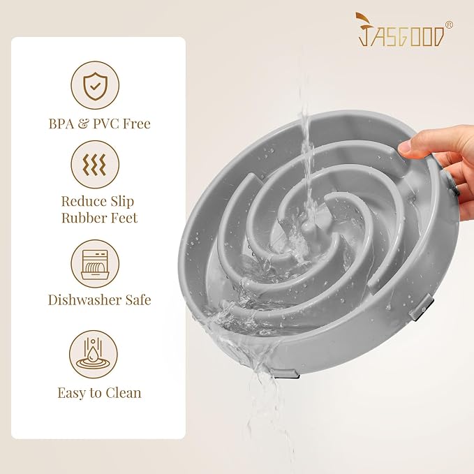 JASGOOD Slow Feeder Dog Bowl - Anti-Gulping, Prevents Bloat & Choking, Healthy Design for Large & Medium Dogs - Image 5