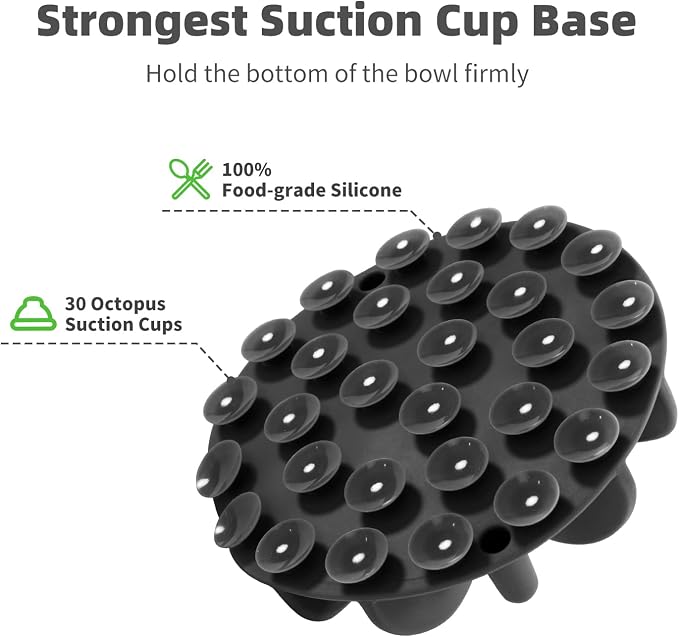 Jaoul Slow Feeder Dog Bowls Insert, Puzzle Slow Feeder Insert with 30 Octopus Suction Cups for Small Medium Large Size Dog Food Bowl (4.72 inch, Black) - Image 3