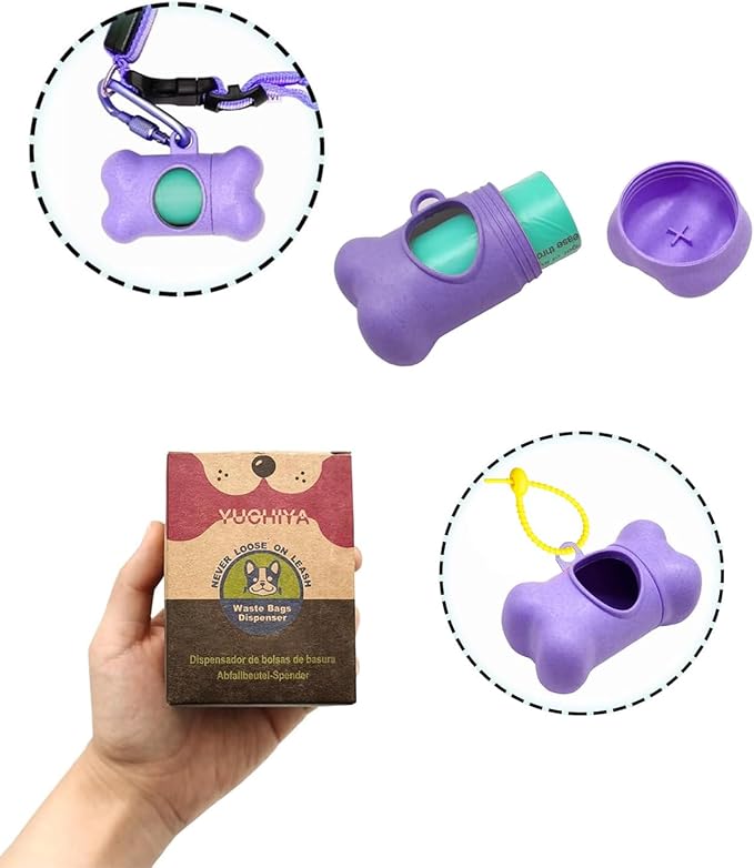 Dog Poop Pickup Bags Holder Dispenser with Standard-Sized Leak-Proof Scented Doggy Waste Bags and Carabiner Hook and Loop Fastener Never Loose on Leash Lead Again (2 Holder 30 Bags, Purple) - Image 3
