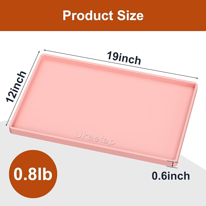 19" x 12" Extra Thick Silicone Mat Waterproof with Raised Edge, Pink | BPA-Free Non-Slip Dog & Cat Food Mat, Feeding Mat for Food and Water Bowls, Spill Proof Mat to Protect Floors - Image 7