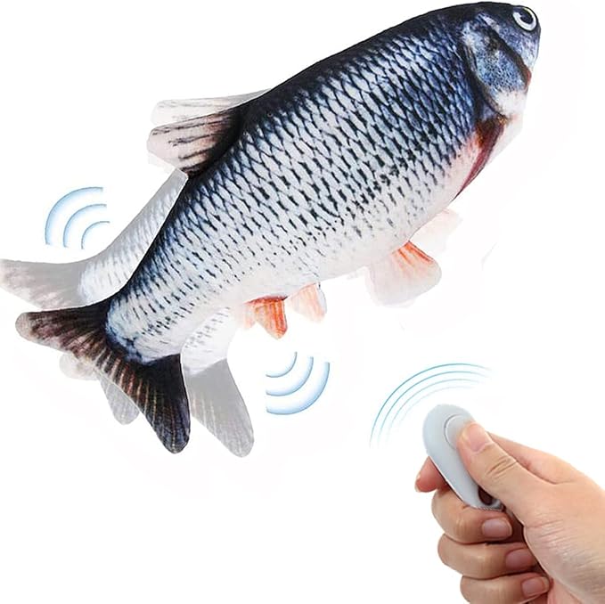 Tocirelo Remote Control Cat Toy - Interactive Catnip Toys for Indoor Cats | 11" Realistic Electric Flopping Fish Kiten Kicker Toy, Automatic Moving Floppy Fish for Bored Kitten and Small Dogs by Tocirelo
