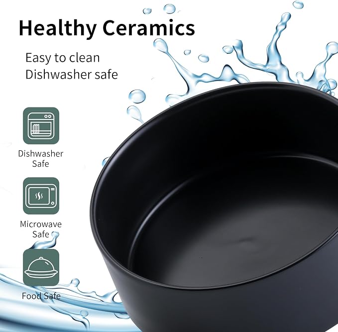 Black Raised/Elevated Ceramic Dog Bowl for Small Medium Sized Breeds,Dog Food Water Bowl with Stand,6 in Non Slip Heavy Pet Feeding Dish 3.6 Cups/ 850 ml /28 OZ - Image 5