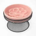 Raised Ceramic Cat Slow Feeder Bowl Elevated Food Bowl with Stand, Cat Slow Bowl for Wet Food and Dry Food, Whisker Friendly Pet Feeder for Kitty and Small Dog by Trundisan