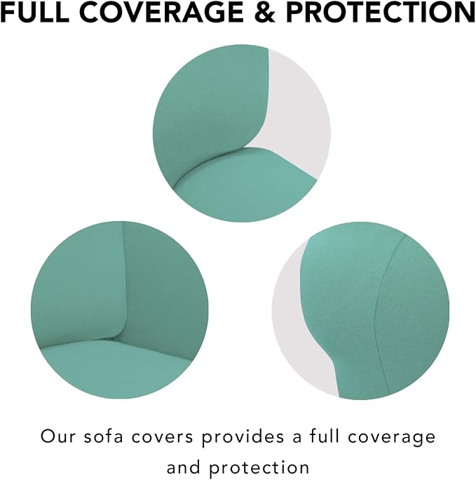 PureFit Stretch Couch Covers for Sofa 4 Seater Slipcovers Cyan | 1-Piece Sofa Cover Washable Soft Couch protector, Couch Slipcover with Non Skid Foam and Elastic Bottom for Kids, Dogs - Image 3