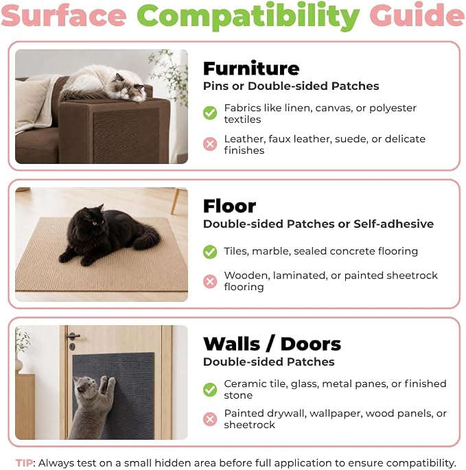 Catify Peel & Stick Cat Scratching Mat - Brown, L:39" | 39" x 15", Self-Adhesive Scratch Carpet, Furniture Protector for Couch, Sofa, Wall & Door, Indoor Kittens & Cats - Image 7