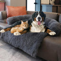 Calming Dogs/Cats Bed Mats, Dog Pad Washable Removable Couch Cover, Plush Long Fur Mat for Pets, Waterproof Lining, Perfect for Small, Medium and Large Dogs and Cats (Dark Gray, 59"x39") by Tinaco