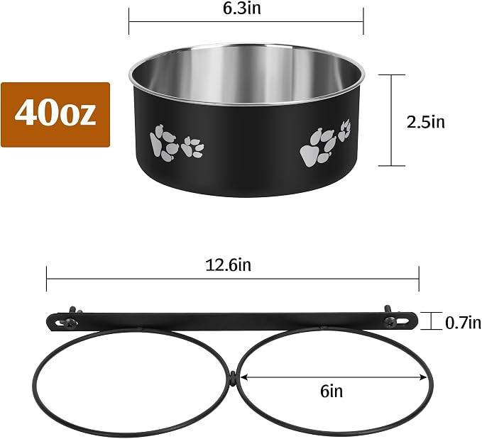 No Spill Dog Crate Water Bowls, 40oz Stainless Steel Dog Food and Water Bowl Set for Large/Medium/Small Pets, Detachable Hanging Pets Bowls for Cage, Kennel, Crate(Black) - Image 2