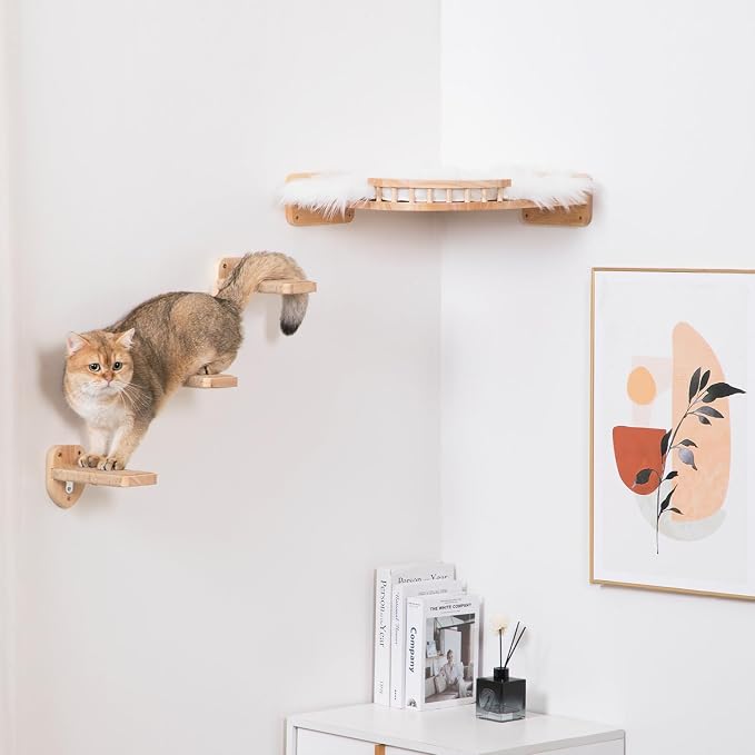 3pcs Cat Wall Steps, Climbing Mounted Furniture, Shelves With Hemp Rope Covered, Solid Wood Ladder for Playing and Climbing (Standard-Wood) - Image 6