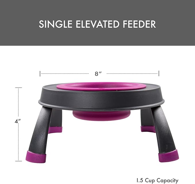 Dexas Pets Elevated Pet Feeder, Small, 1.5 Cup Capacity, Fuchsia, Raised Pet Food and Water Bowl - Image 2