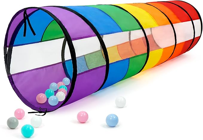 Kids Play Tunnel for Toddlers, Large 21" Colorful Rainbow | Pop Up Crawl Tunnel Tent for Baby or Pet with Breathable Mesh, Indoor & Outdoor Kids Tunnel for Babies, Cat, Dog, Pets by TIKTENT