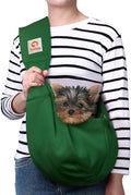Tomkas Small Dog Cat Sling Carrier Puppy Purse Travel Wrap Soft Crossbody Pet Bag (Emerald Green, M - Zip Pocket & Adjust Strap) by TomkasFORTHELOVEOFPALS