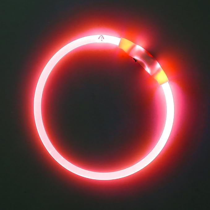 Light Up Dog Collar - Type-C Rechargeable LED Dog Collar - 360° Glow in the Dark Pet Collar for Small Medium Large Dogs, TPU Cuttable Puppy Collar Safety Dog Lights for Night Walking (Red 70cm) - Image 8