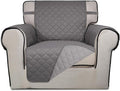 PureFit Reversible Chair Sofa Cover Dog Couch Covers for Sofa, 25.5 in | Gray/Light Gray, Water Resistant Couch Protector, Washable Pet Couch Cover with Non Slip and Elastic Straps For Kids by PureFit