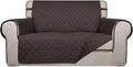 PureFit Reversible Quilted Sofa Cover, Water Resistant Medium Slipcover Furniture Protector, Washable Couch Cover with Non Slip Foam and Elastic Straps for Kids, Pets (Loveseat, Chocolate/Chocolate) | Chocolate/Chocolate, Water Resistant Couch Protecto... by PureFit