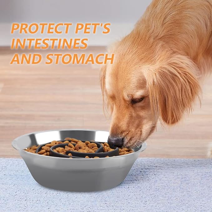Slow Feeder Dog Bowls Insert, Animire Soft Silicone Slow Eating Dog Food Bowl for Small, Medium and Large Dogs, Compatible with Regular and Elevated Bowls - Image 4