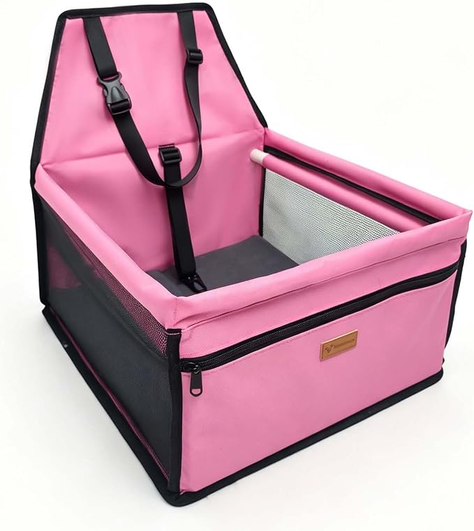 Pet Dog Booster Seat, Upgrading the Framed wall to Prevent Collapse，Breathable and Foldable Pet Car Basket，Removable andWashable pet car seat (Pink) by Unknown