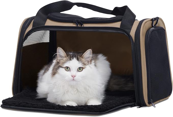 PETSFIT Pet Carrier for Cat, Small Dogs, Khaki - Image 9