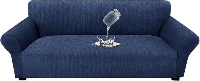 Waterproof Couch Cover, Stretch Non-Slip Sofa Slipcover with Elastic Bottom that Stays in Place - Leakproof Furniture Protector for Kids and Pets - Washable (Sofa, Navy) by Unknown