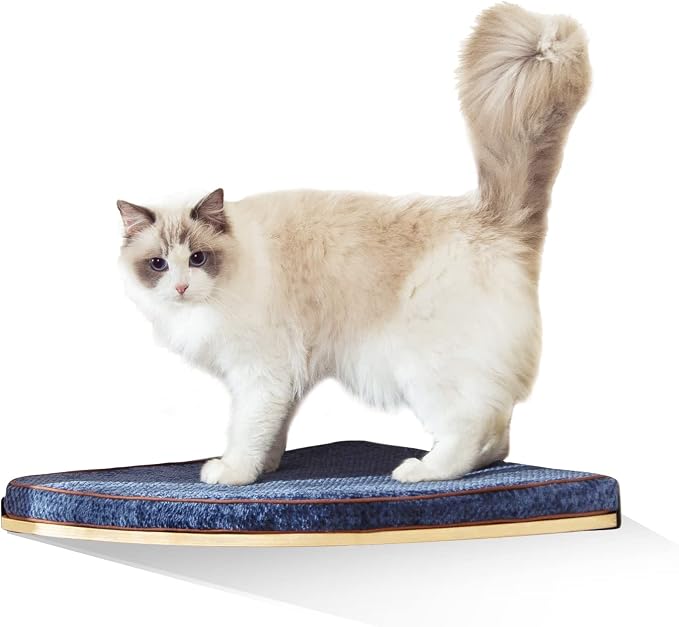 Wall Mounted Corner Cat Bed - Cat Shelf with Comfortable Cushion - Minimalistic Cats Furniture for Indoor Cats - Climbing Perch for Wall,Cream by LIORCE