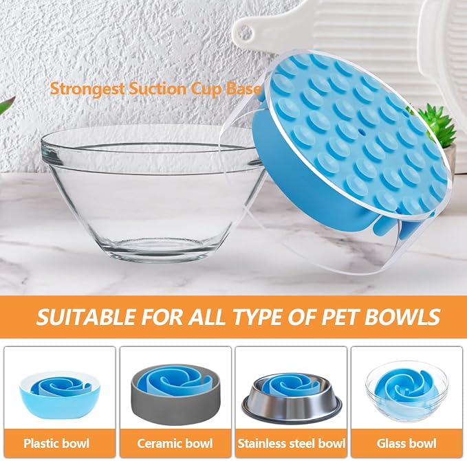 Slow Feeder Dog Bowls Insert, Animire Soft Silicone Slow Eating Dog Food Bowl for Small, Medium and Large Dogs, Compatible with Regular and Elevated Bowls - Image 6