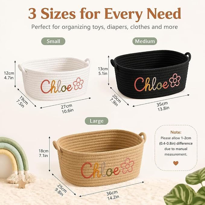 Personalized Cotton Rope Cat Toy Basket with Embroidered Name | Custom Cat Toy Basket with Handles, Soft Puppy Toy Basket, Pet Supplies, Gift for Dog Lovers,4 Colors - Image 7