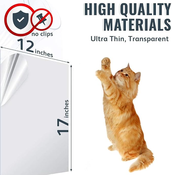 Anti-Cat Scratch Furniture Protector Deterrent Tape - 12"x17", 8 PCS | Double Side Wide Anti-Scratch Tape for Pretector Couch, Door, Wall, Carpet - Image 4