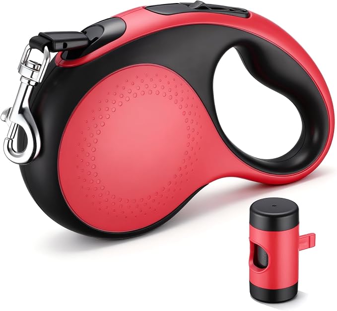 Segarty 16 Ft Retractable Leash with Waste Bag Dispenser, 5m Dog Leash Anti-Slip Handle and 360°Tangle-Free Retraction for Pets up to 66 lbs, Dogs Walking Accessories with One-Handed Brake Pause Lock by Segarty