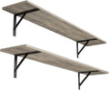 Long Wall Shelves, 39.4 Inch Wall Mounted Shelves with Brackets | Floating Book Shelf Set of 2, Easy Assembly, Max Load 33lbs, Wood Wall Storage Ledges, Living Room/Bathroom/Bedroom Gray Wash by DINZILVJ