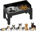 PAKEWAY Elevated Dog Bowls for Medium and Large Dogs, Spill-Proof Tiltable Dog Feeder with Slow Feeder Bowl and Stainless Steel Water Bowl, 6-Height Adjustable Raised Dog Bowl Stand by PAKEWAY