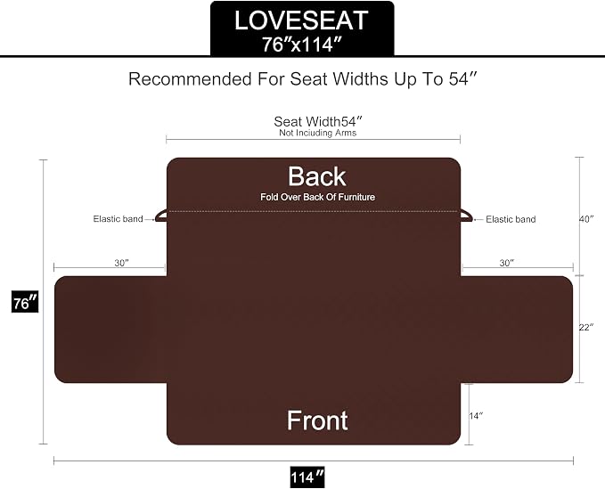 U-NICE HOME Loveseat Sofa Cover for 2 Cushion Couch, Light Grey | 54''Oversized Loveseat Cover Washable, Pet Friendly, Elastic Straps, Water Repellent, Furniture Protector for 2 Cushion - Image 6