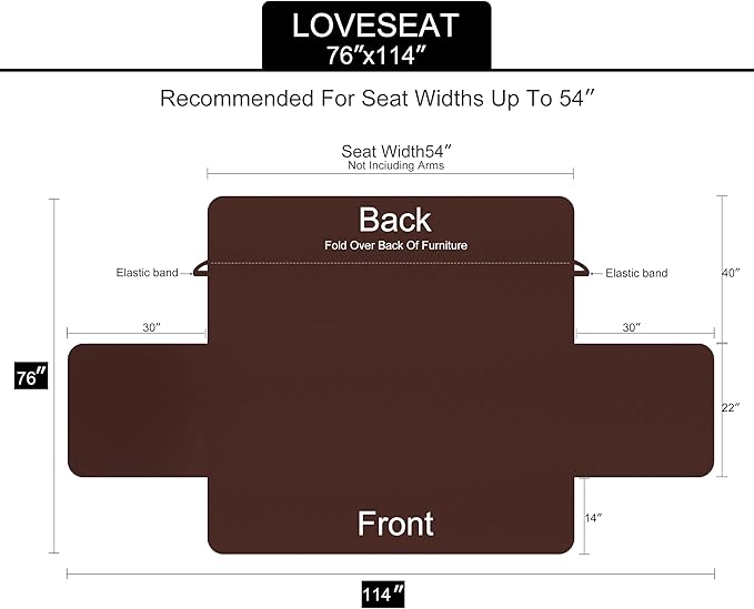 U-NICE HOME Loveseat Sofa Cover for 2 Cushion Couch, Dark Grey | 54''Oversized Loveseat Cover Washable, Pet Friendly, Elastic Straps, Water Repellent, Furniture Protector for 2 Cushion - Image 6