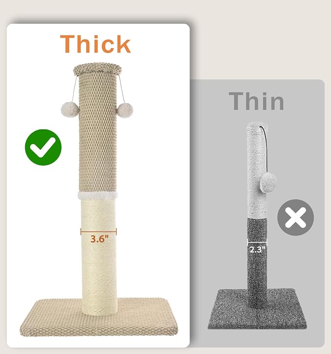 Made4Pets Cat Scratching Post with Sisal & Carpet for Indoor Cats, 23.6" | Cat Scratcher with Wide Stable Base, Interactive Hanging Toys, Ideal for Kittens, Small Cats and Everyday Indoor Play - Image 2