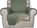 PureFit Reversible Chair Sofa Cover Dog Couch Covers for Sofa, 25.5 in | Greyish Green/Beige, Water Resistant Couch Protector, Washable Pet Couch Cover with Non Slip and Elastic Straps For Kids by PureFit
