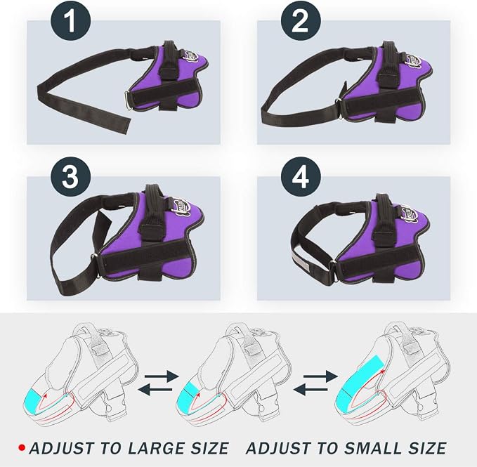 Dog Harness, No-Pull Reflective Dog Vest, Breathable Adjustable Pet Harness with Handle for Outdoor Walking - No More Pulling, Tugging or Choking (Purple, XS) - Image 3