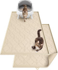 Pawtners Cat Litter Mat Extra Large 42" X 30", Easy to Clean, Beige, 2 Pack | Non-Slip Kitty Litter Mat for Floor, Waterproof & Urine-Proof Cat Litter Mat Litter Trapping Mat, Soft on Kitty Paws by Pawtners