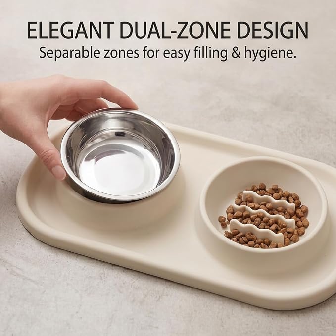 Slow Feeder Dog Bowls, Dog Bowl Set for Puppies, Small Dogs, and Cats – Silicone Non-Slip Food and Water Feeding Station, Spill-Proof Pet Dishes for Mess-Free Meals - Image 4