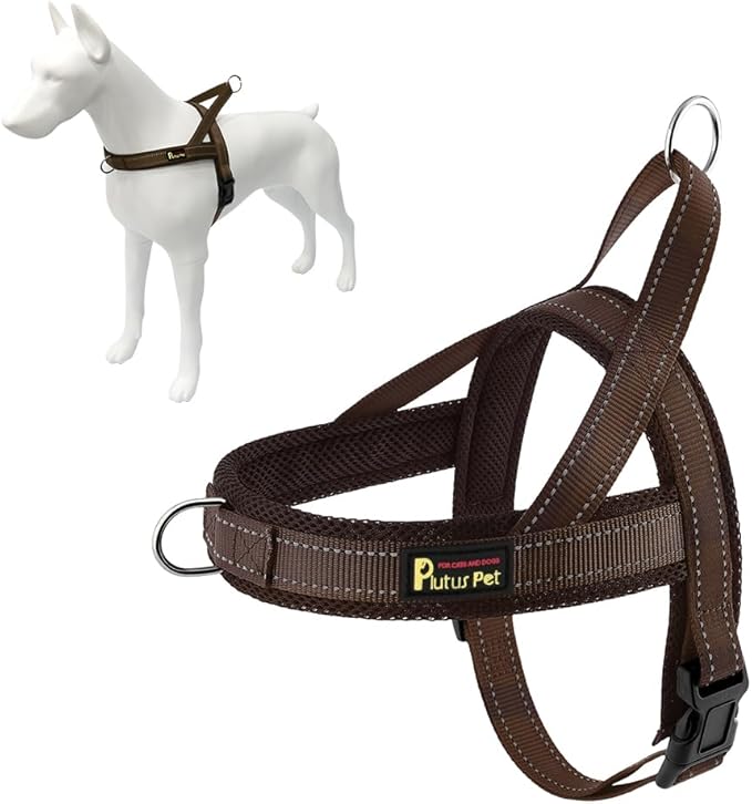 Plutus Pet No Pull Dog Harness for Small Dogs, Breathable Mesh Padded | Adjustable Reflective with Handle, Escape Proof, Quick Fit Pet Vest, Front Clip, for Training and Walking, Chocolate, S by PLUTUSPET