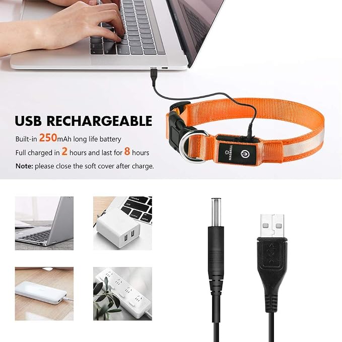 MASBRILL LED Dog Collar-Light Up Dog Collars Rechargeable Waterproof Lighted Dog Collar Night Walking Glow Collar for Small Medium Large Dogs - Image 5