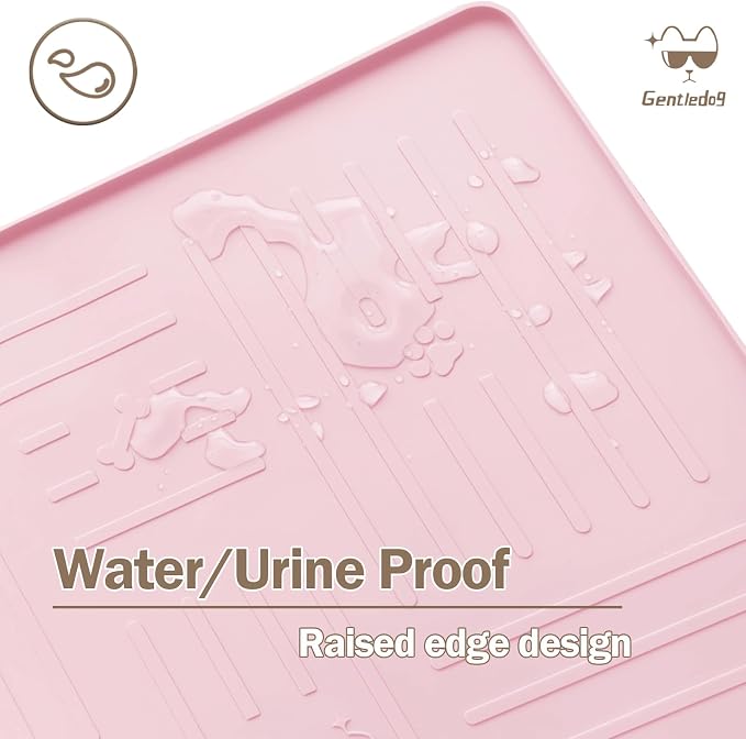 Silicone Cat Litter Mat, 34" X 25" Litter Box Mat, Pink | SiliconeLitter Trapping Mat, Soft and Waterproof,Cat Litter Box Mats for Floor - Image 4