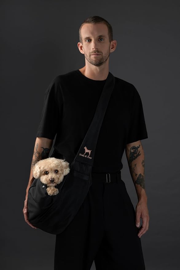 Noah & Paw Dog Sling Carrier for Small Dogs 5-18lb, Dog Sling for Small Dogs and Cats, Dog Carrier with Adjustable Padded Strap, Premium Twill, Lined with Fur, Double Safety Feature, Machine Washable - Image 2